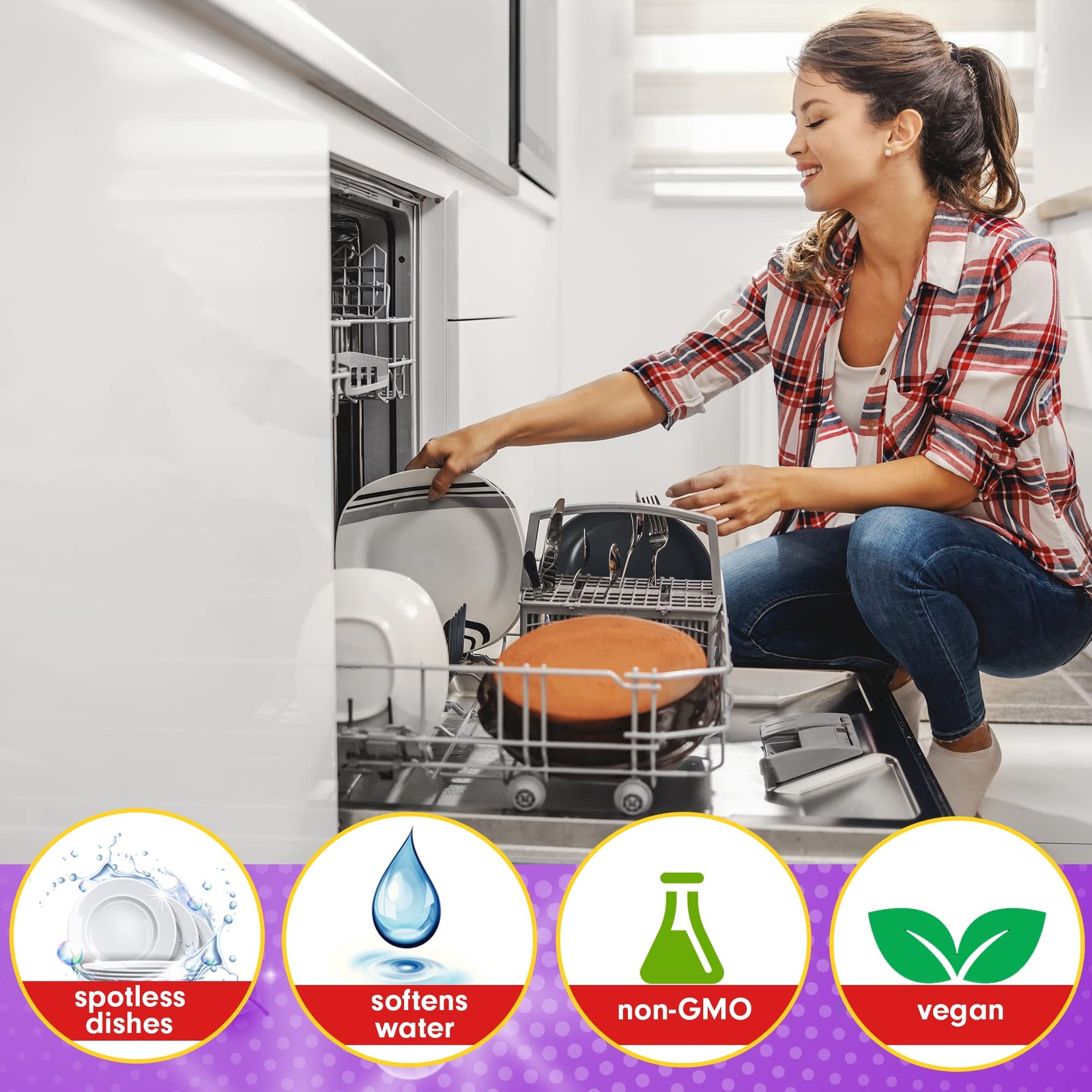 Zaltz Dishwasher Salt – Dishwasher Rinse Aid, Water Softener, Dishwasher Clea…
