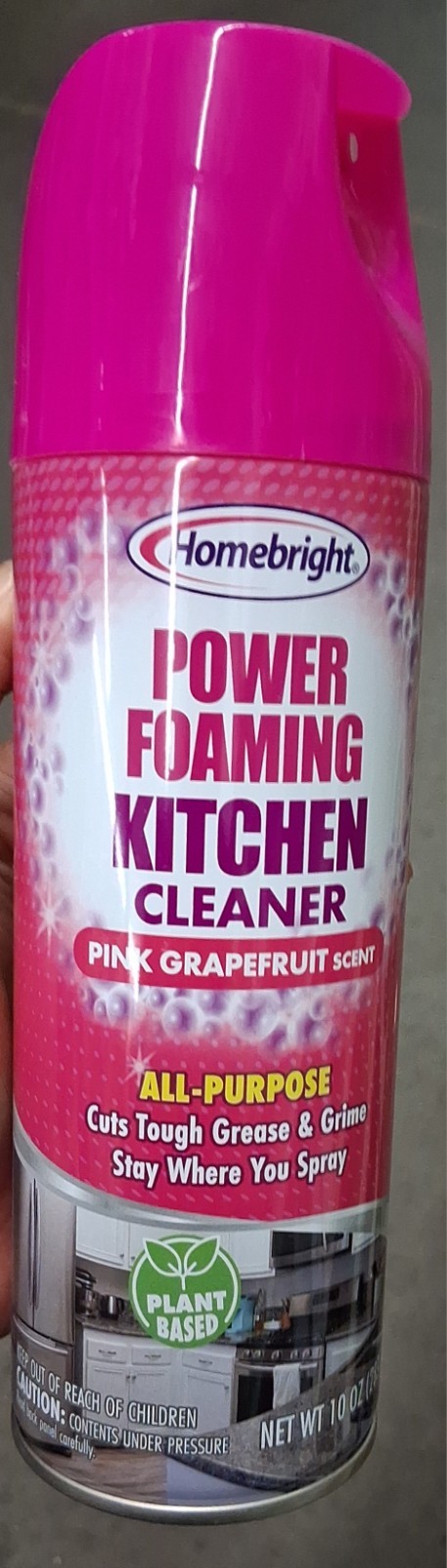 Homebright Power Foaming Kitchen Cleaner Pink Grapefruit Scent Plant-Based 10 oz