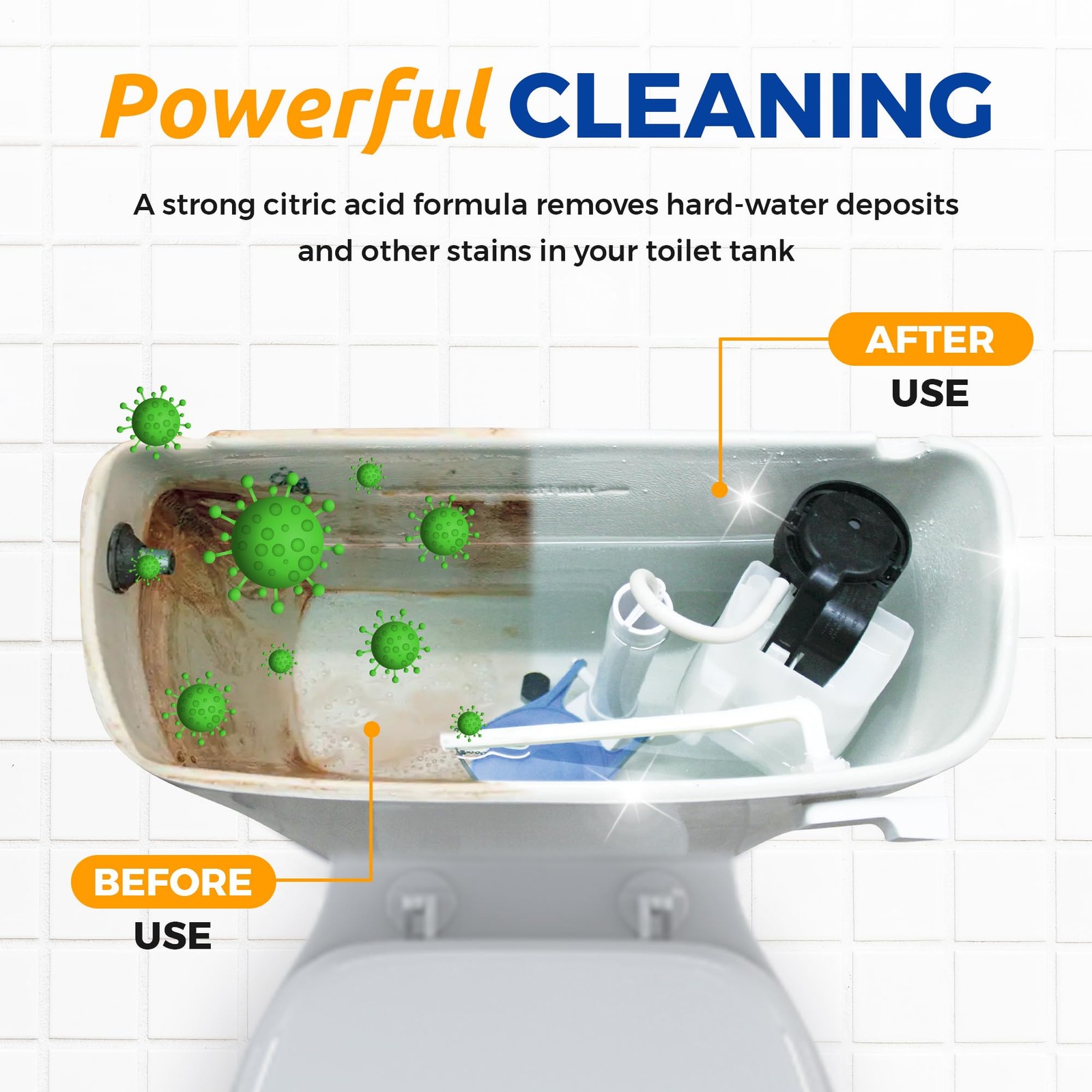 Bastion Toilet Tank Cleaner 6Uses. *Not For Toilet Bowl* Removes Rust, Miner…