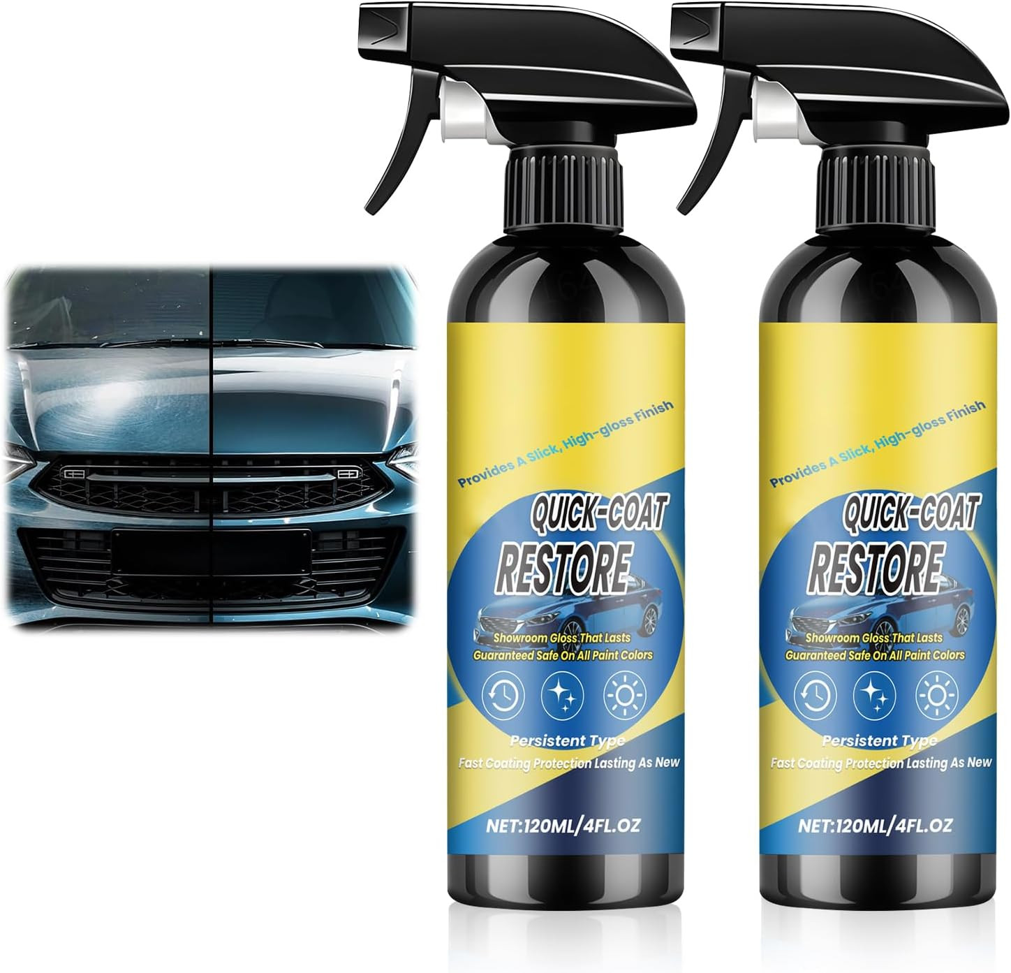 2PCS Nano Quick Coat Restore Coating Spray, Advanced Automobile Quick-Acting Coa
