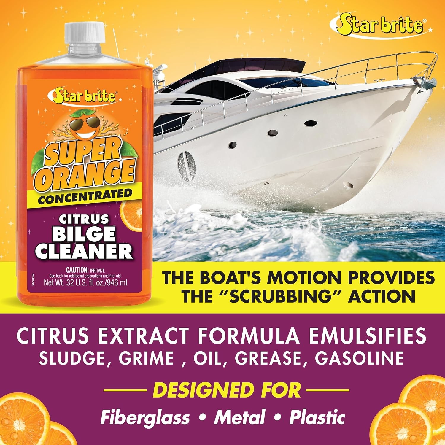 BRITE Super Orange Citrus Bilge Cleaner – Simple & Easy to Use – Pour In, Run Bo