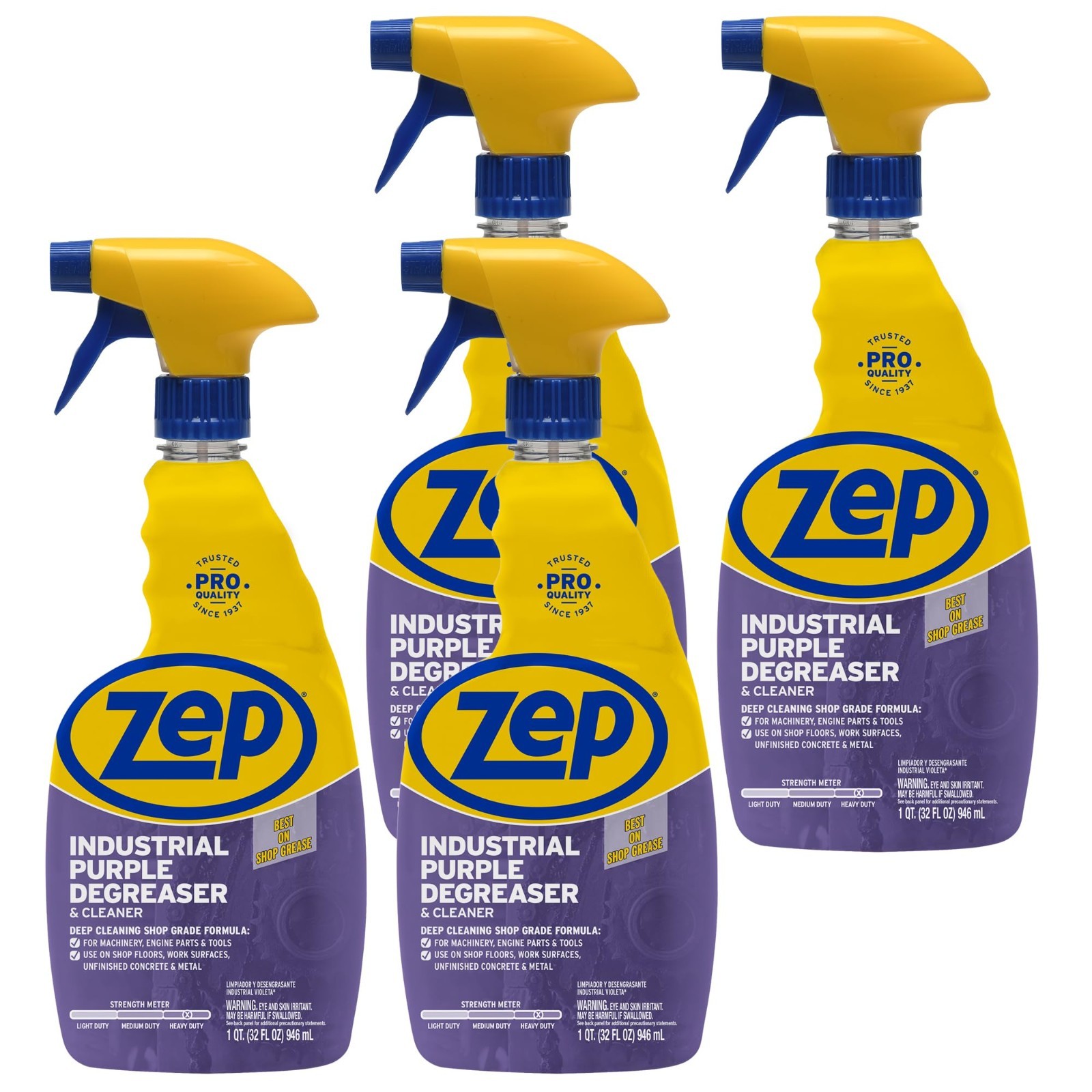Industrial Purple Cleaner & Degreaser Concentrate – 32oz (4-Pack) Easy Rinse For