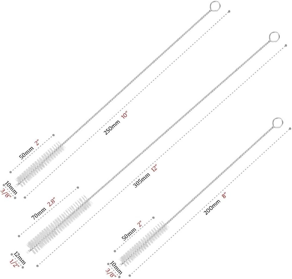 Dishwasher Safe Straw Brushes Set – 4 Durable Nylon & Steel Cleaners in 3 Sizes