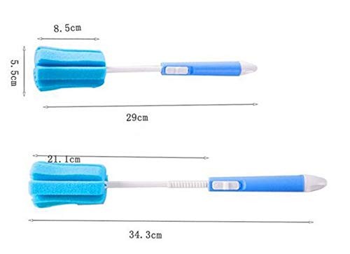 3pcs 11.4inch Sponge Clean Brush With Adjustable Plastic Handle For Coffee Glass