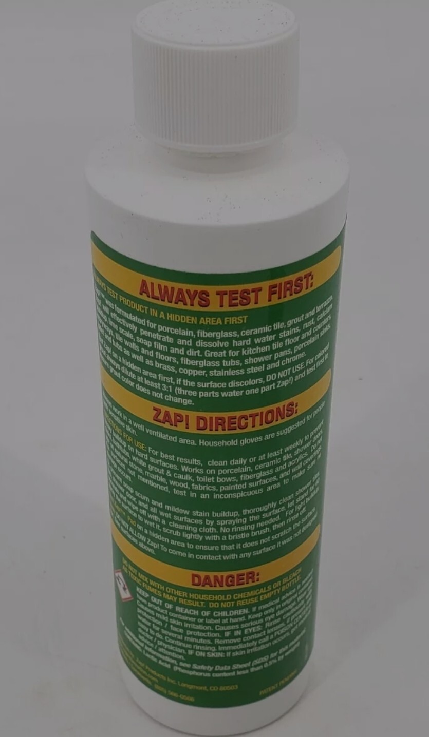NEW ZAP! Professional Maintainer Tile & Grout Cleaner 12 Ounces – Lot of 3