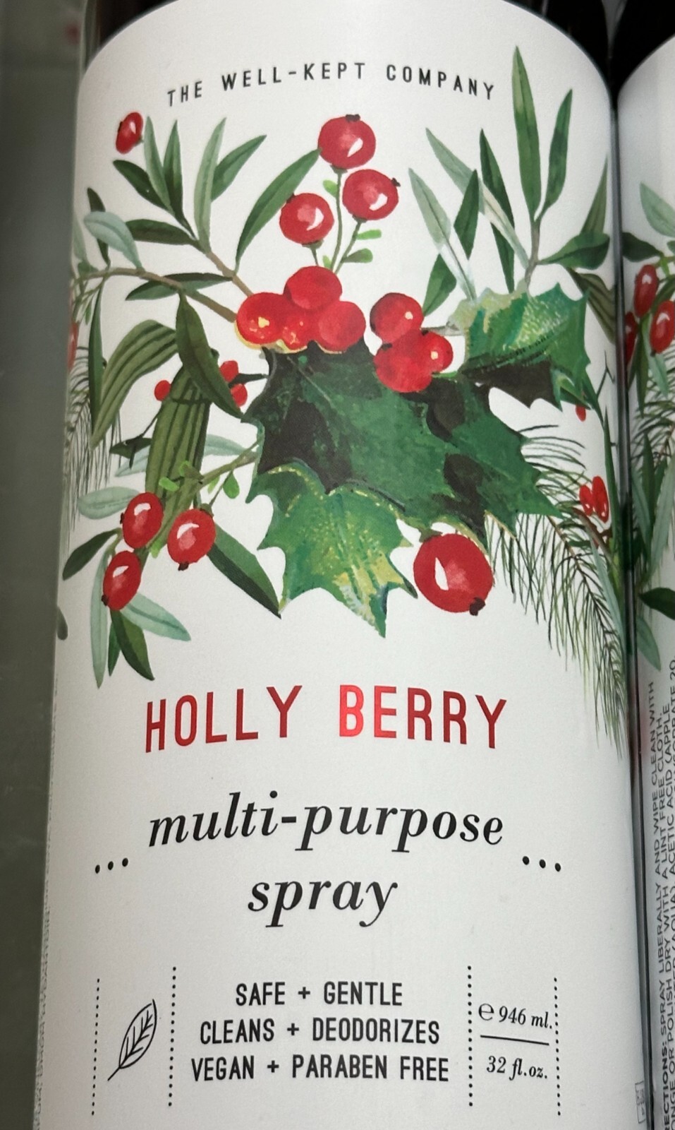 2-Pk THE WELL-KEPT COMPANY Kitchen Cleaner Refresher Odor Eliminator HOLLY BERRY