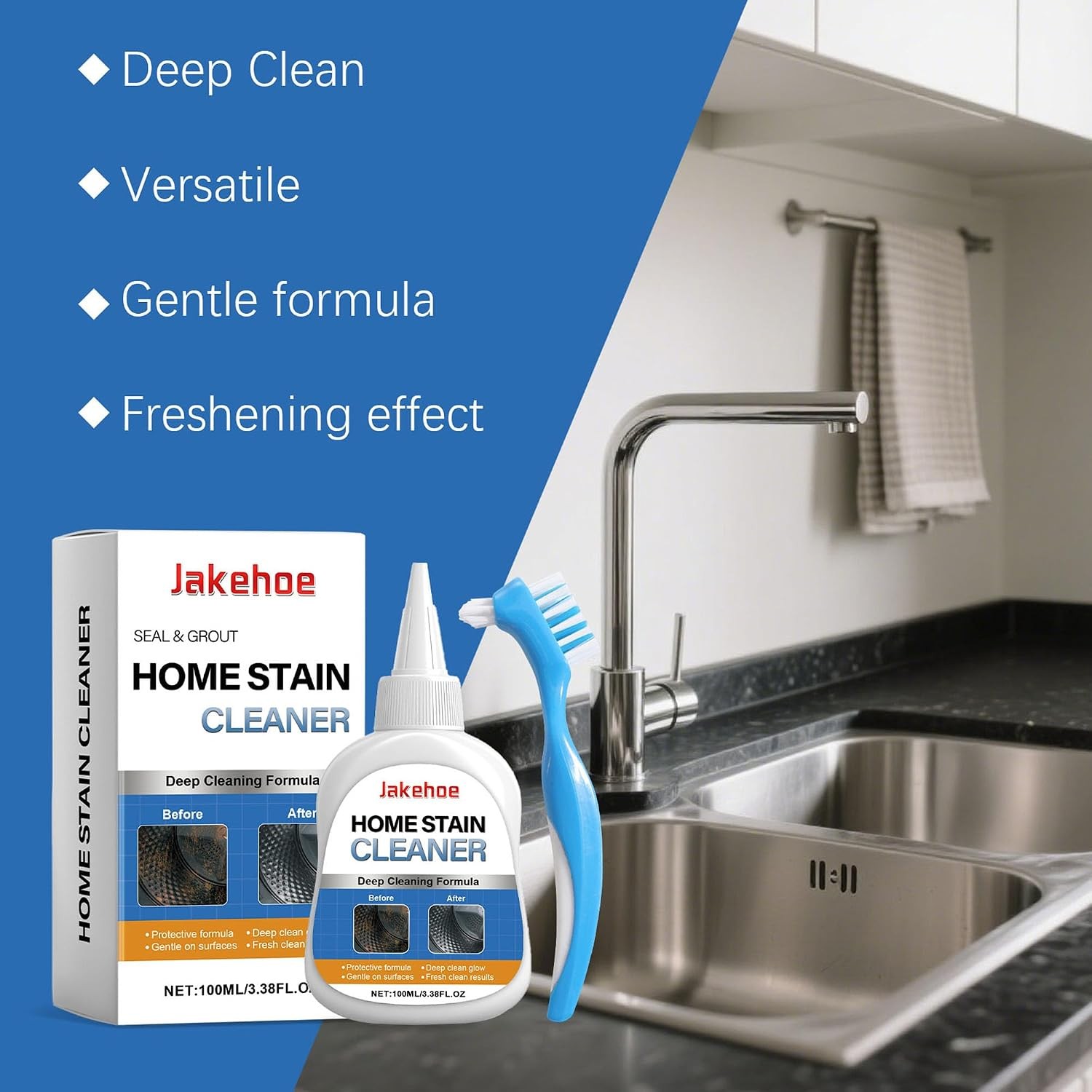 Home Stain Cleaner, Heavy Duty Mold & Bathroom Stain Remover With Brush USA