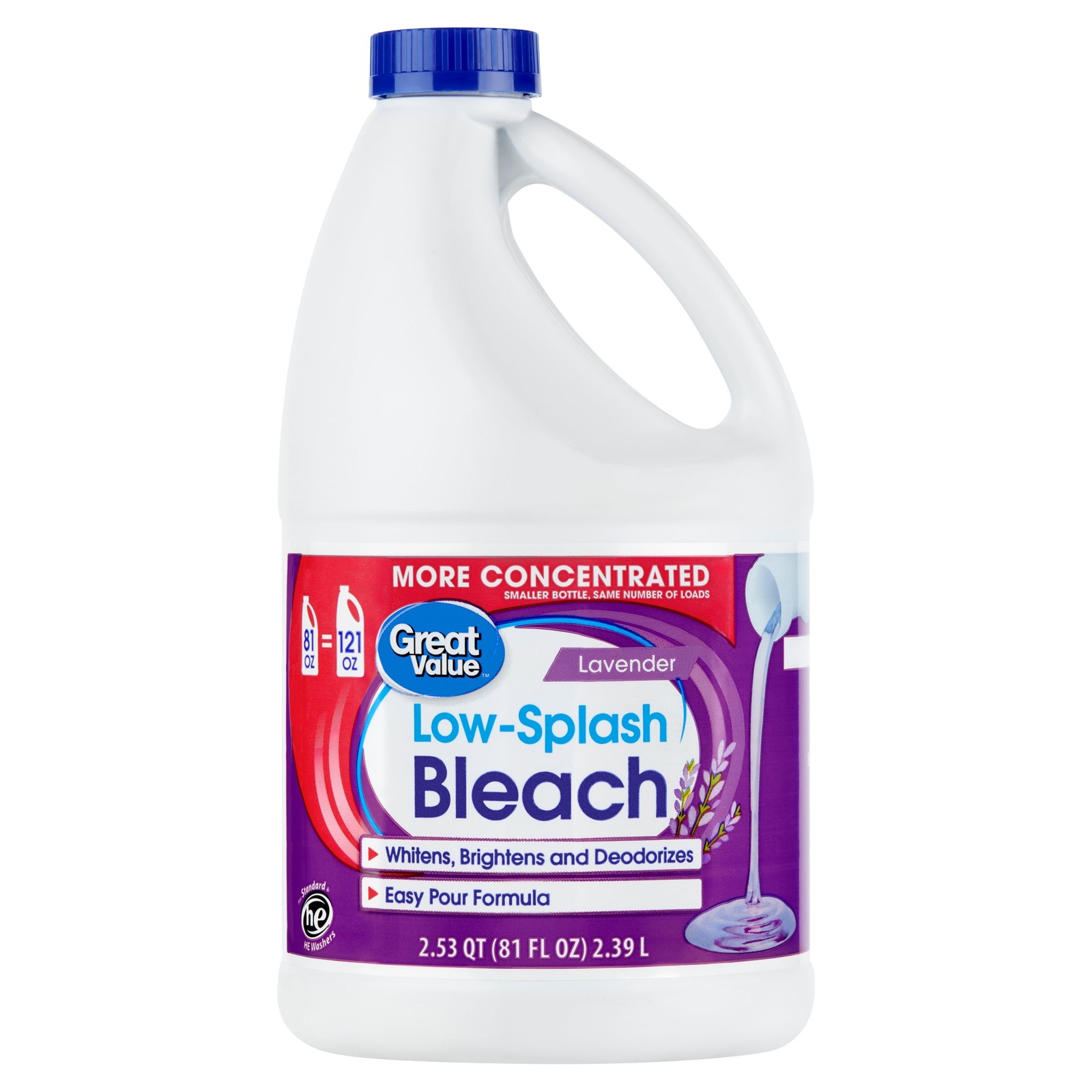 (3 pack)Low Splash Bleach, Lavender Scent, 81 fl oz