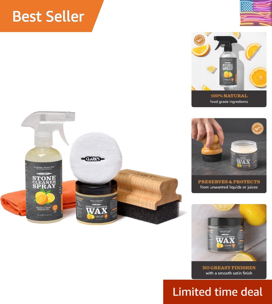Natural Stone Cleaner Wax Kit Soapstone Slate