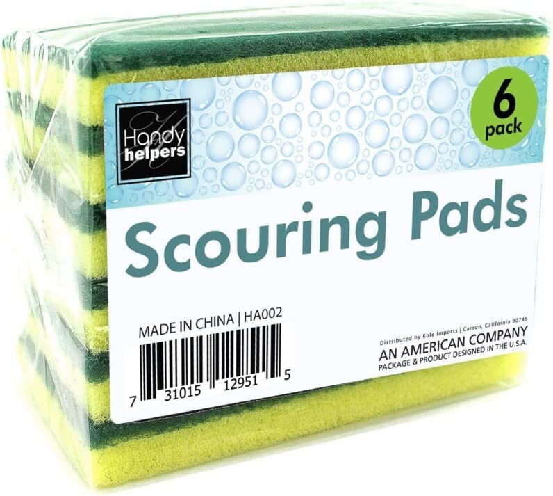 2 PACKS of 6pc Sponge Scouring Scrubbing Pads Handy Helper (12 Pads Total)