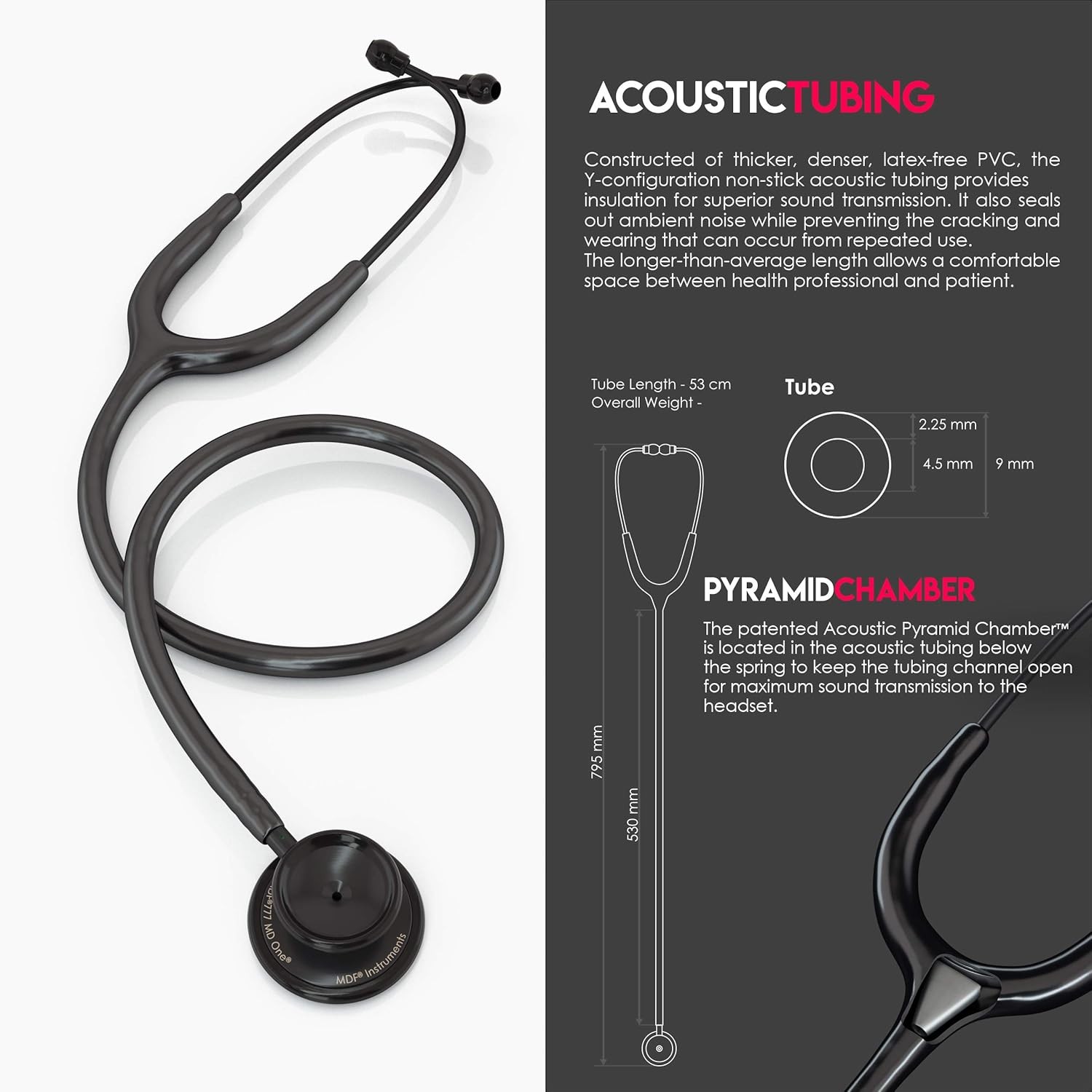MDF Instruments MD One Premium Stainless Steel Dual Head Stethoscope, Adult, B