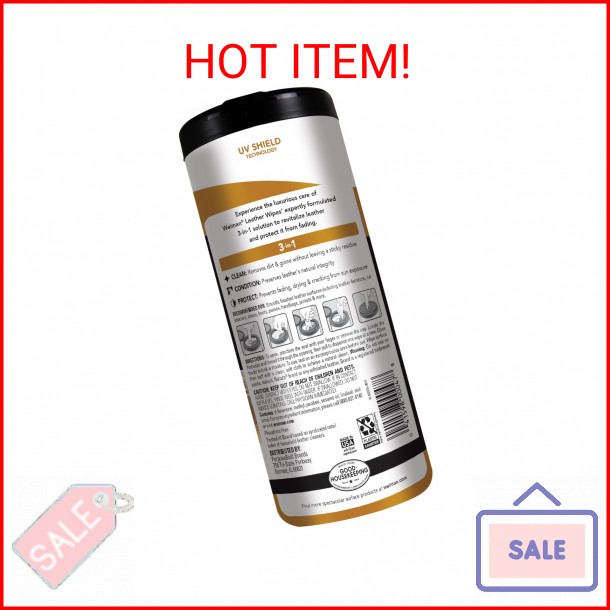 Weiman Leather Cleaner Wipes – Clean Condition UV Protection Help Prevent Cracki