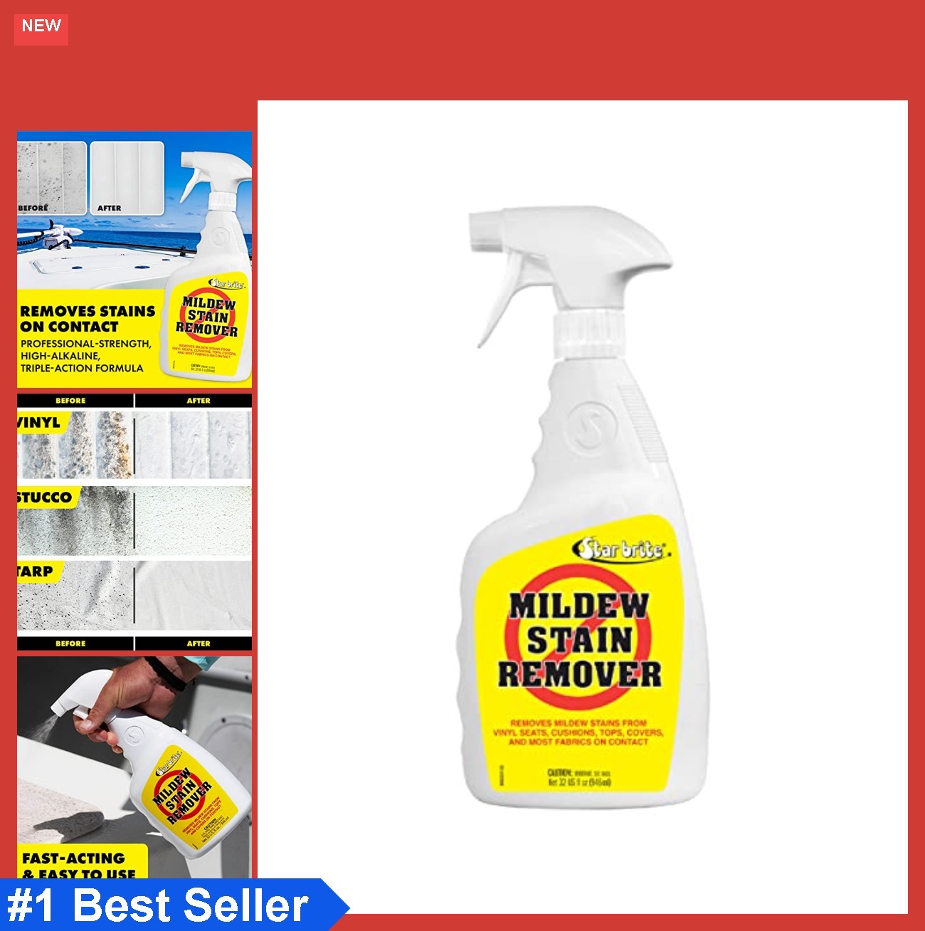 Mold Stain & Mildew Remover 32oz Spray Instant Stain Lift for Boat Home RV