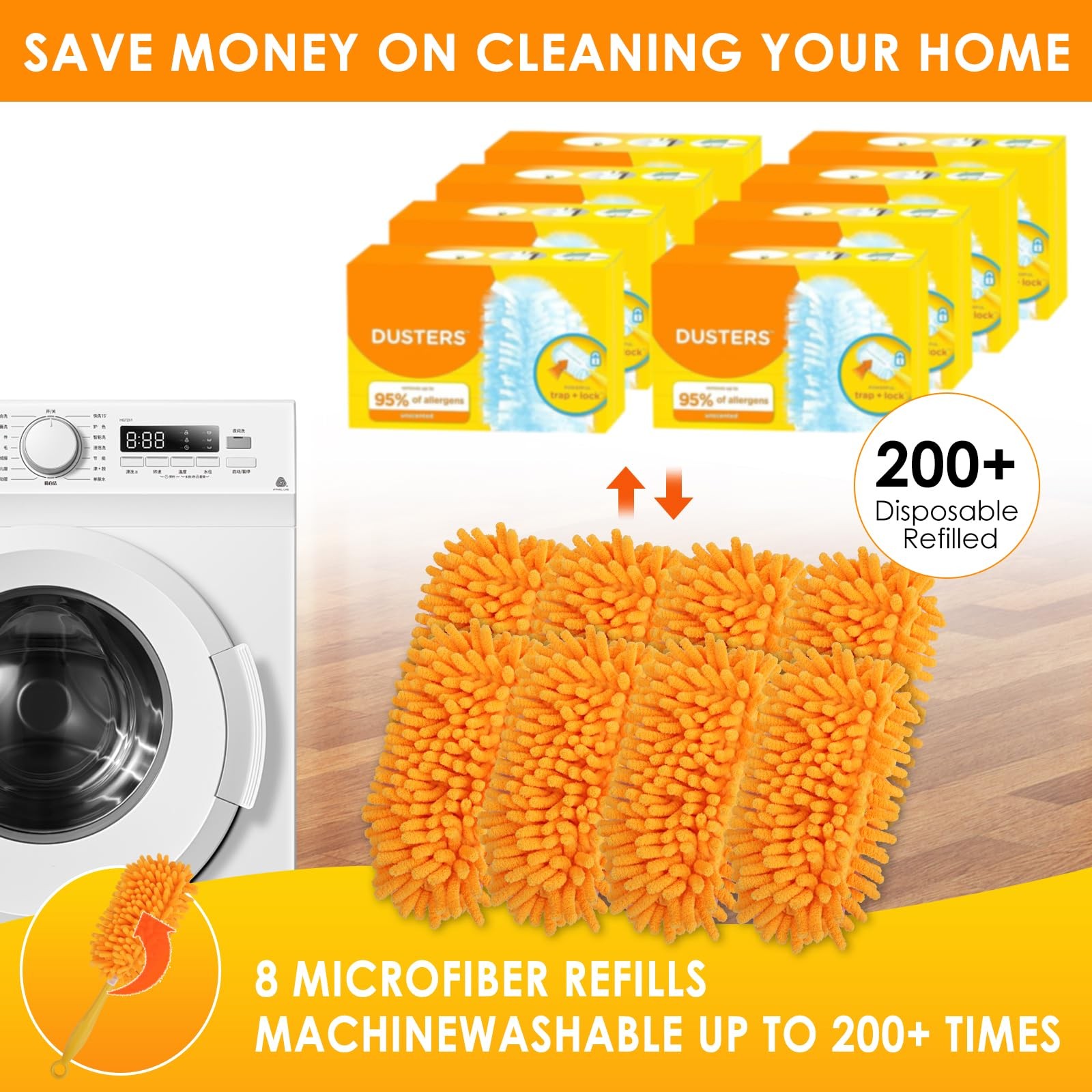 Reusable Duster Refills 8 Pack Microfiber Dusting Heads For Swiffer Handles