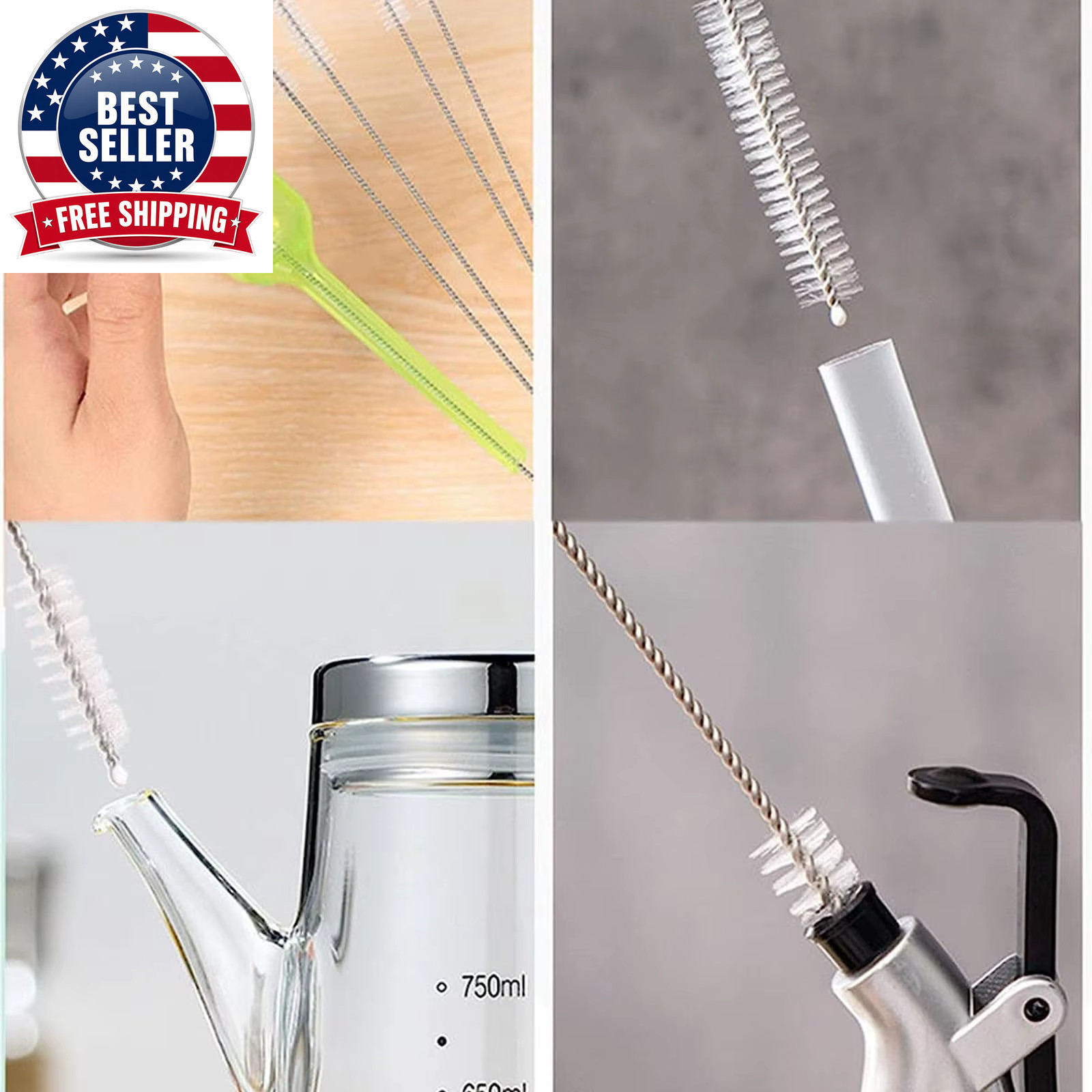 Nylon Stainless Steel Straw Brushes Drinking Straw Cleaning Extra Pipe Straw Cle