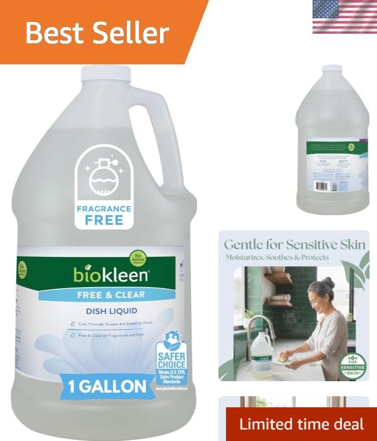 Free & Clear Dish Soap – Dish Liquid, Dishwashing Cleaner, Eco-Friendly, Non-…