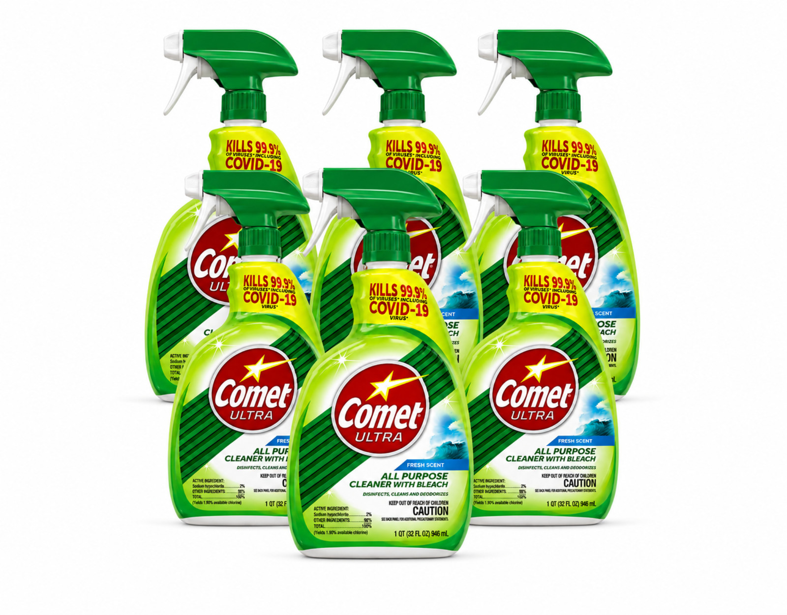 Comet Ultra All Purpose Cleaner with Bleach 32oz Spray Multi Surface 6 Pack