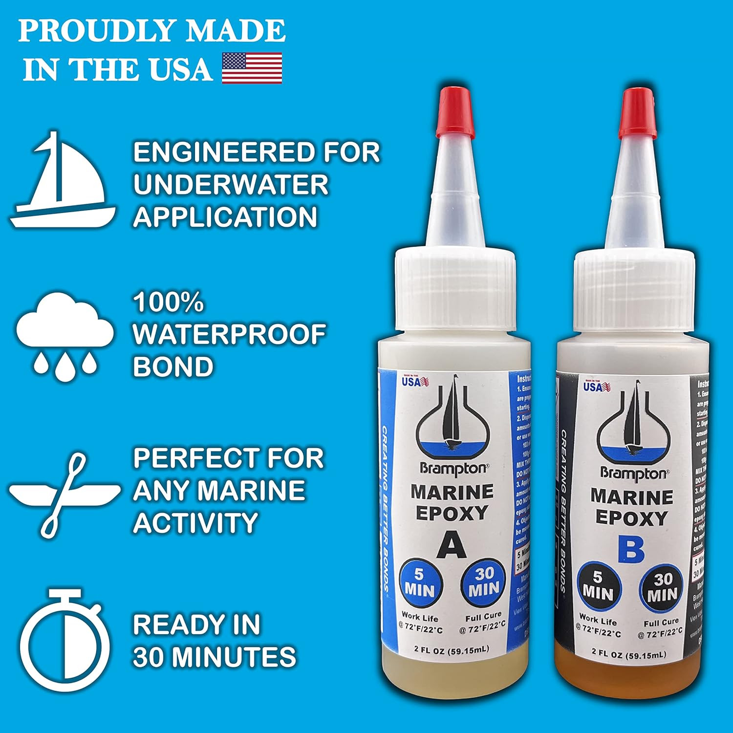 Brampton Marine Epoxy Strong Bonding for Boat Repair – Bonds in 30 Minutes, W…