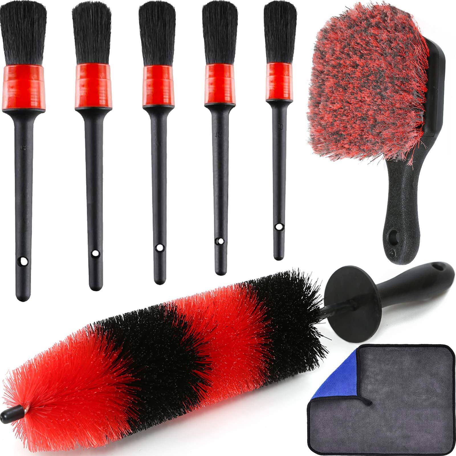 Wheel Tire Brush Set Car Detailing Kit 8pcs By 17 Long Soft Bristle Wheel Brush