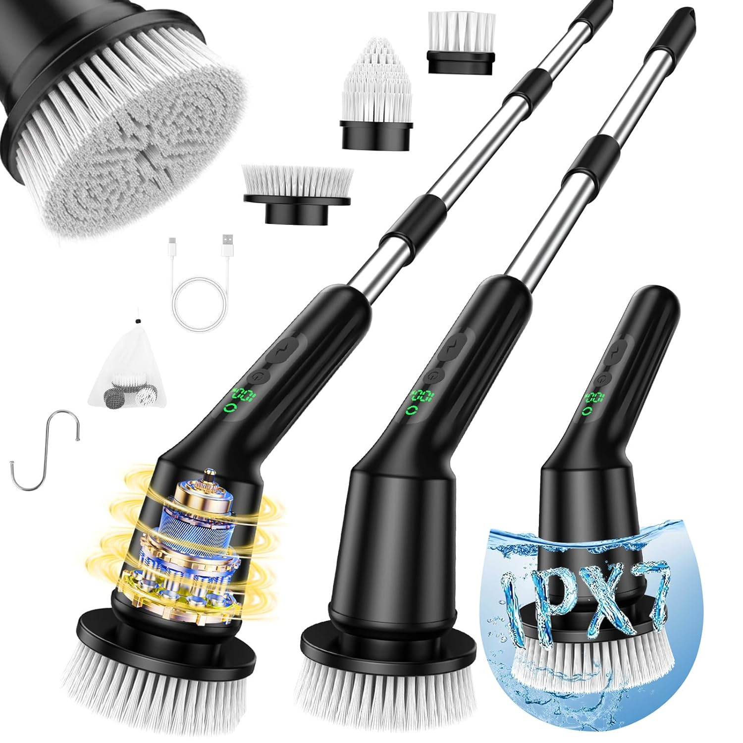 Electric Spin Scrubber for Cleaning Bathroom, Shower Scrubber Rotary Floor Brush