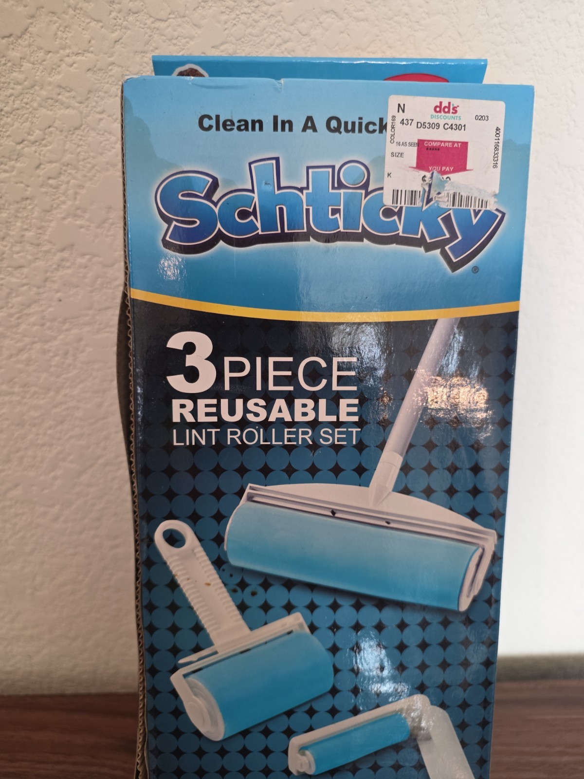 SCHTICKY 3 Piece Set Reusable Washable Lint Roller Clothes Pets ~ As Seen On TV