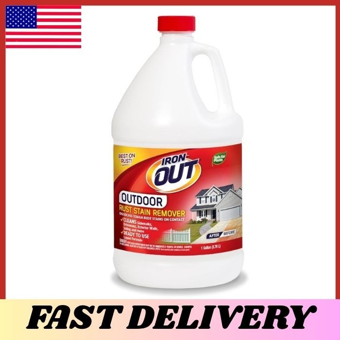 Liquid Rust Stain Remover 1 Gallon Outdoor Surface Cleaner USA, No Scrubbing, Sa