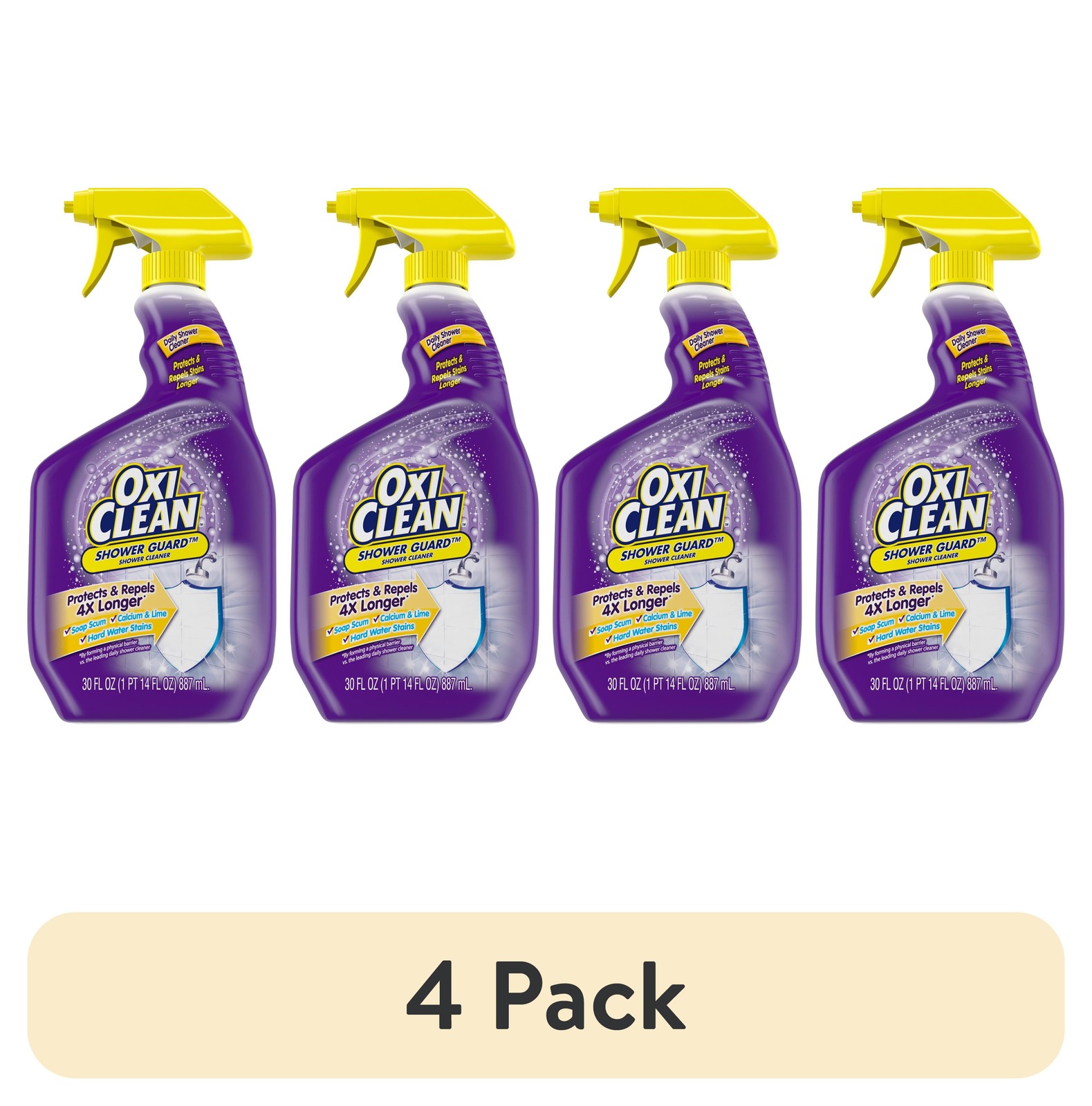 (4 pack) OxiClean Shower Guard Daily Shower Cleaner, Protects & Repels Bathroom