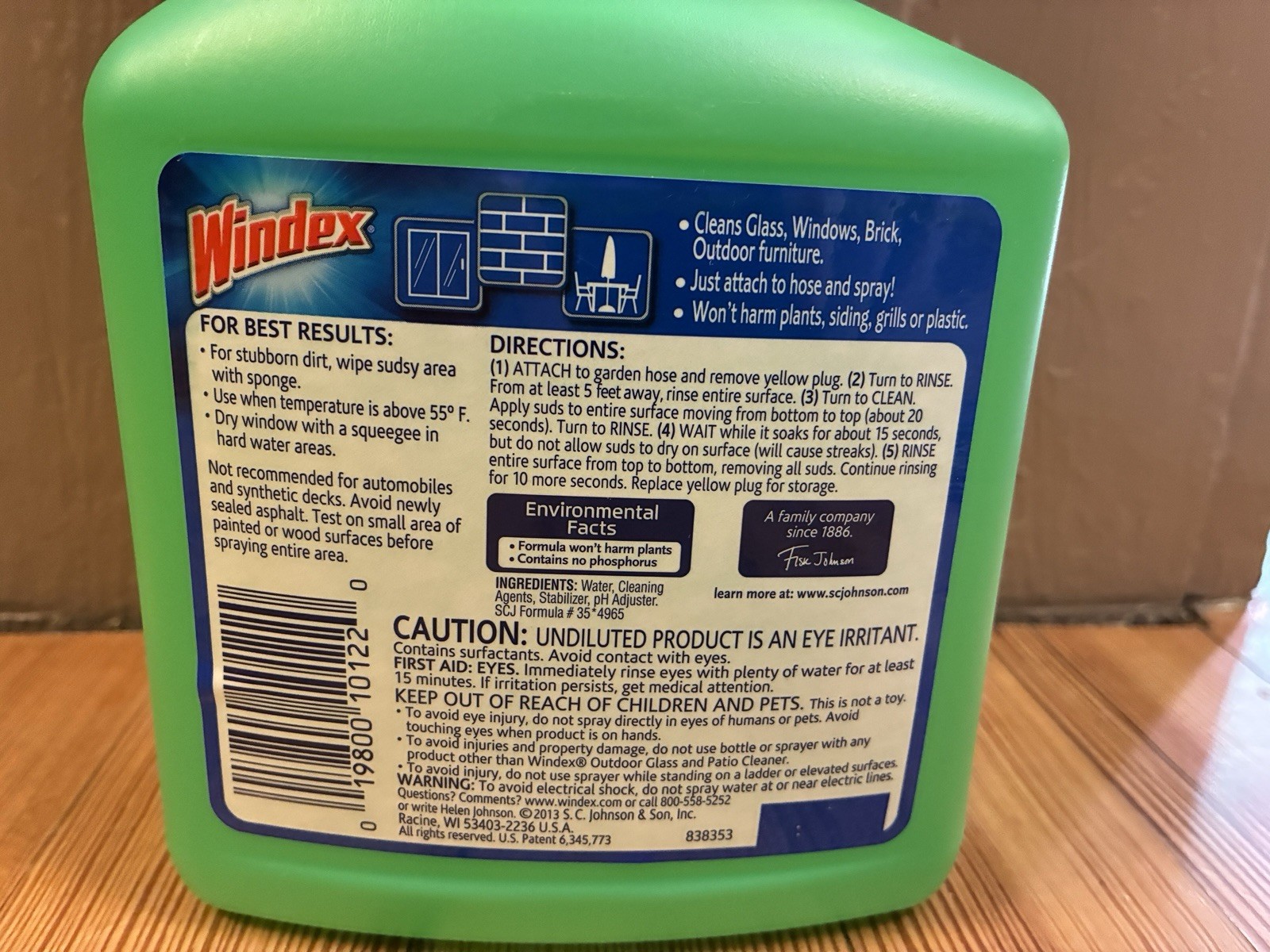 Windex Outdoor Glass Patio Cleaner 32oz-Old Green Bottle Discontinued 2013-READ