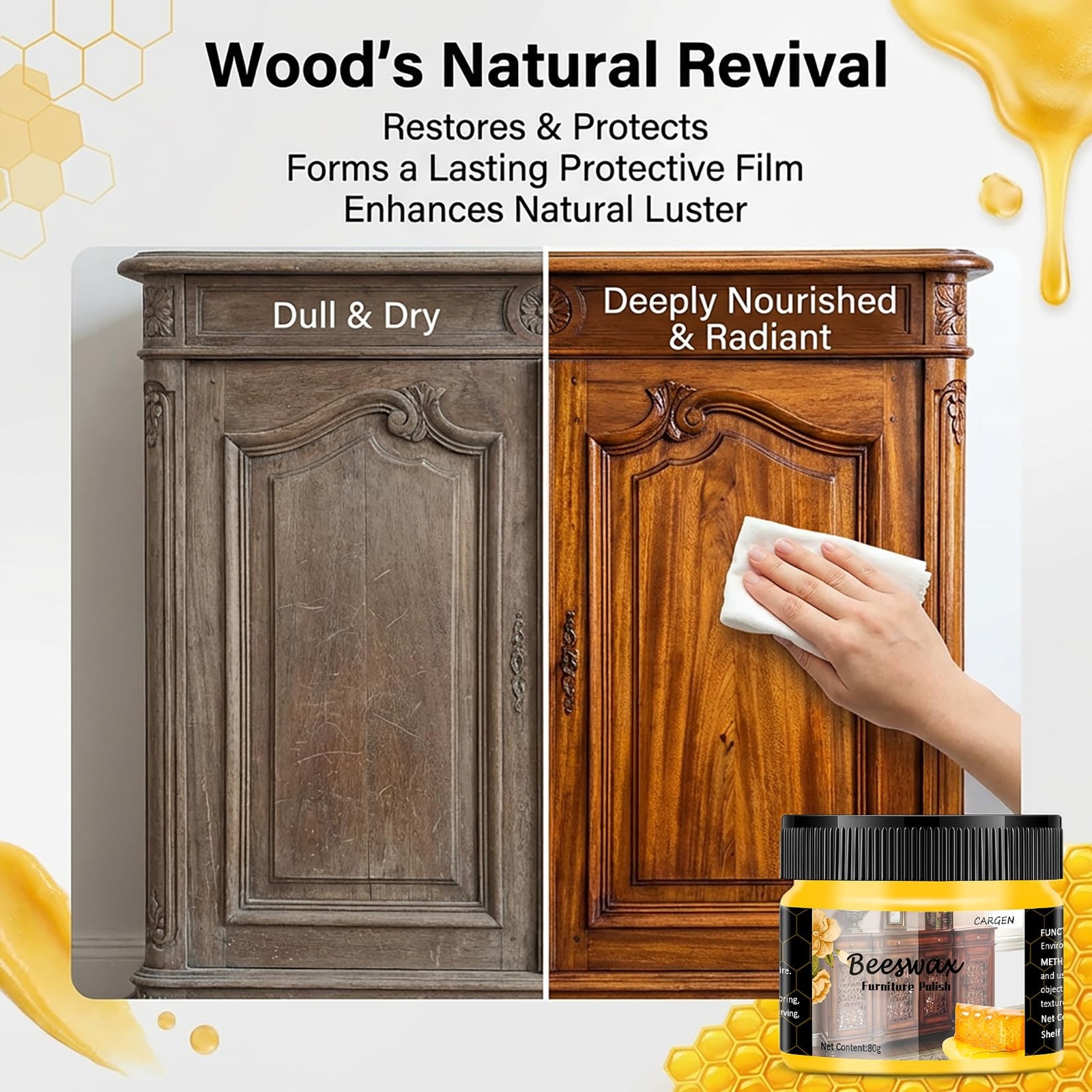 CARGEN Beeswax Furniture Polish, Wood Seasoning Beeswax for Furniture Wood Wa…