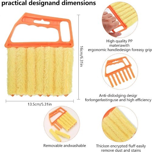 6pcs Window Venetian Blind Cleaner Duster Tool, Include 4pcs 7 Finger Duster Bru