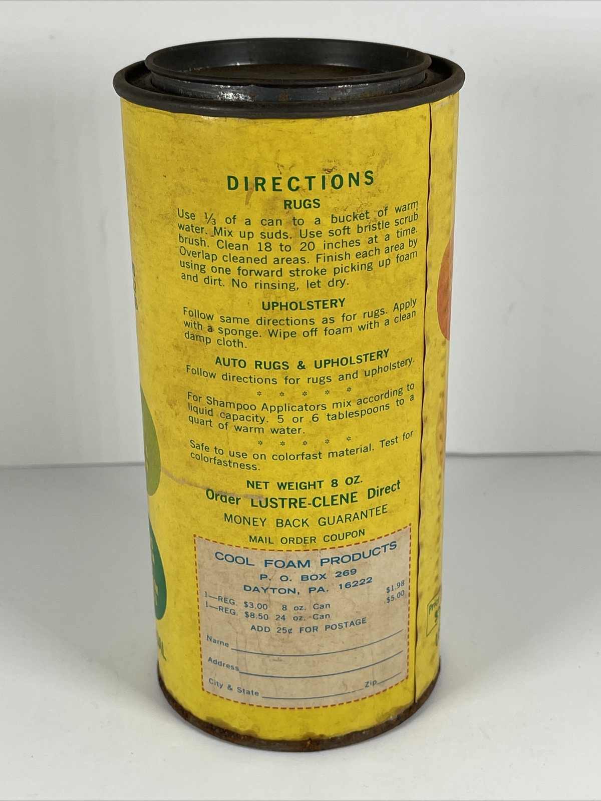 1970 Powered Lustre-Clene Non Toxic 9oz Shag Oriental Rugs NOT FOR USE Decor VTG