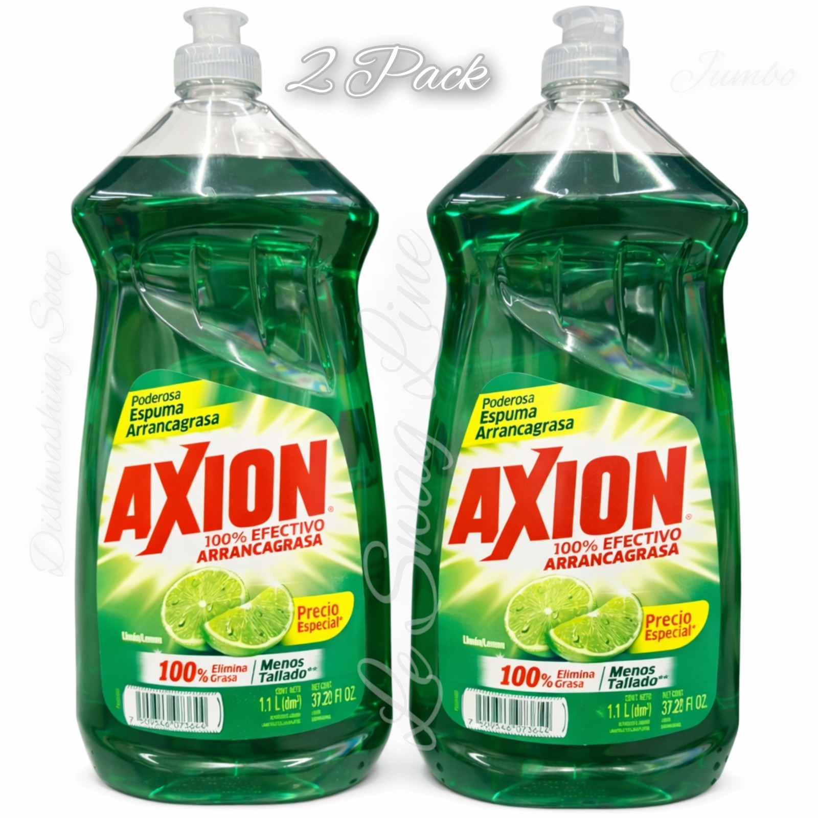 Axion Lemon Dish Soap 1.1L 2 Pack Grease Cutting / Axion Limón Jumbo Size