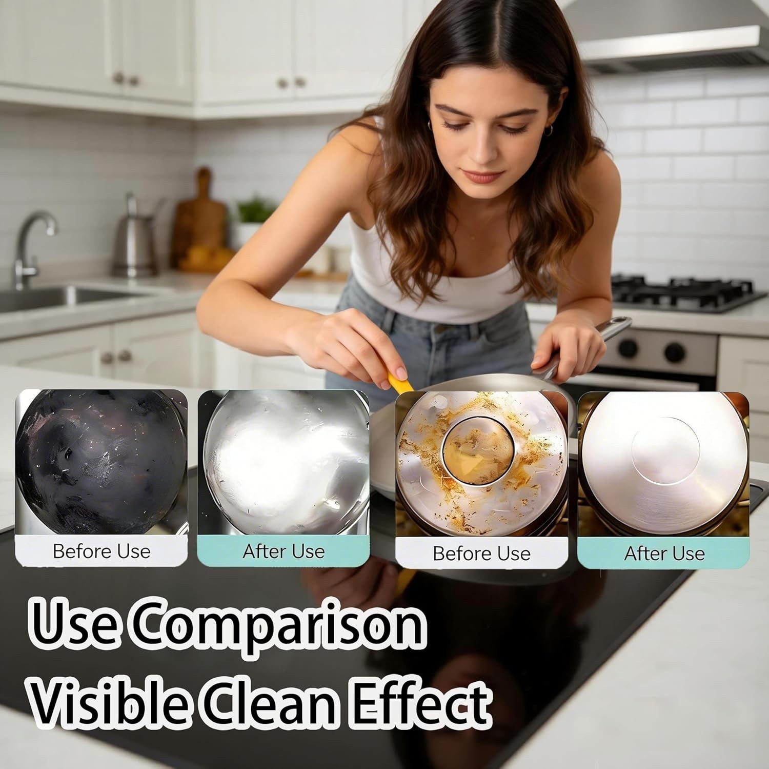 Pot Bottom Black Stain Cleaner Kit, Multi-Purpose Oil Stain Remover, Pot and Pan