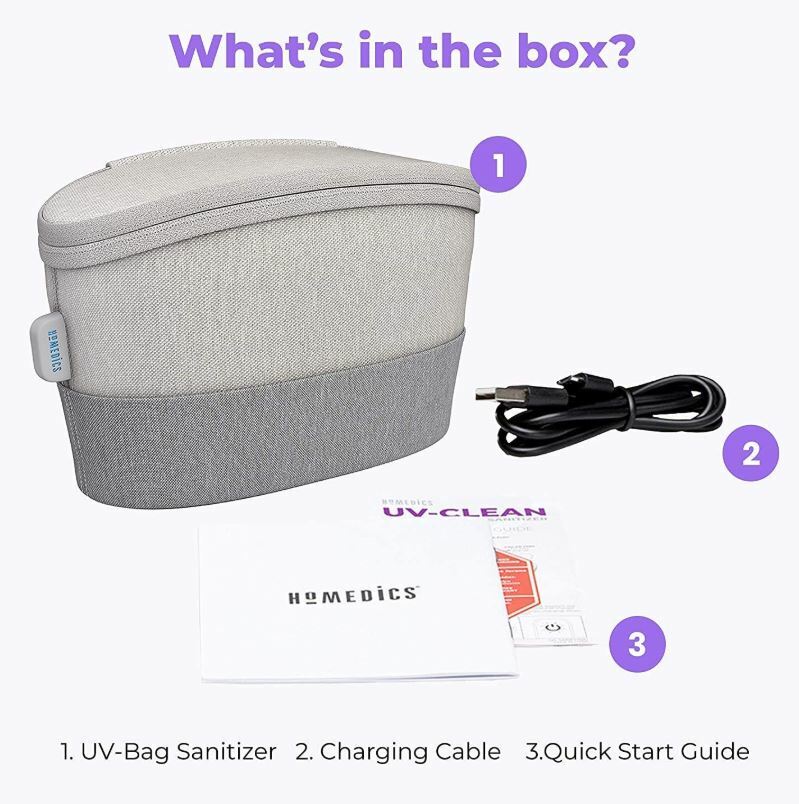 Homedics UV-C Portable, Rechargeable Sanitizer Bag for Phone, Keys, MSRP is $99