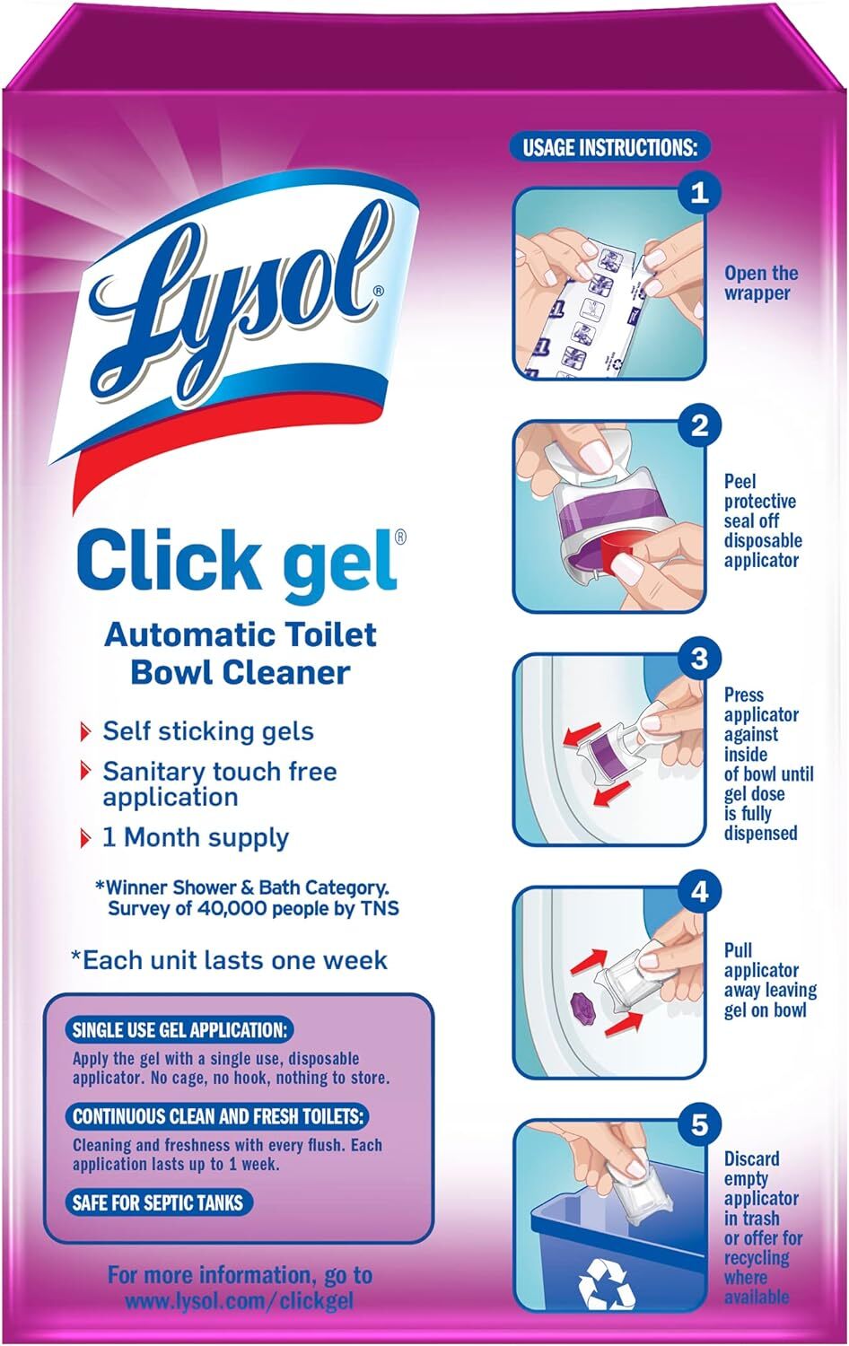 Lysol Click Gel Automatic Toilet Bowl Cleaner, Lavender Fields