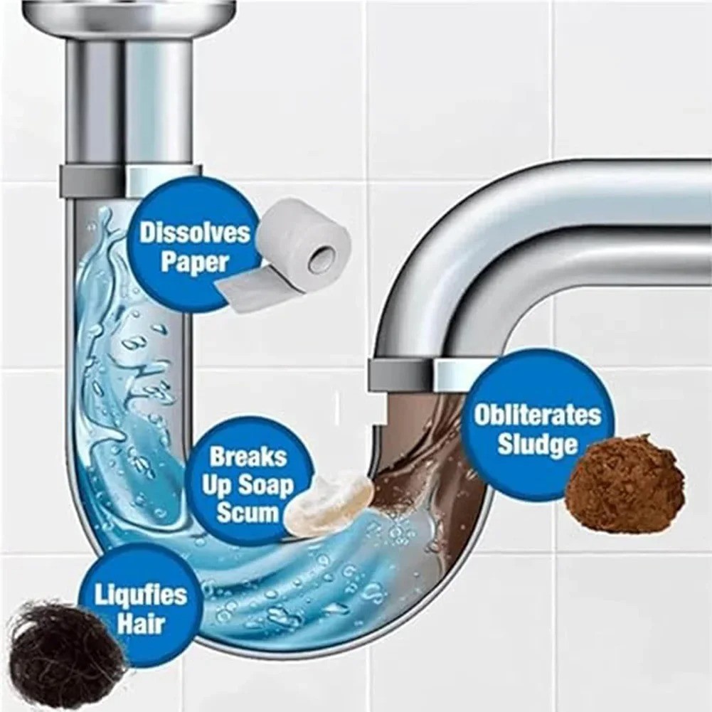 3x Fast Drain RemoverHot Sink Pipe Dredge Bomb Toilet- Quick Foaming Cleaner