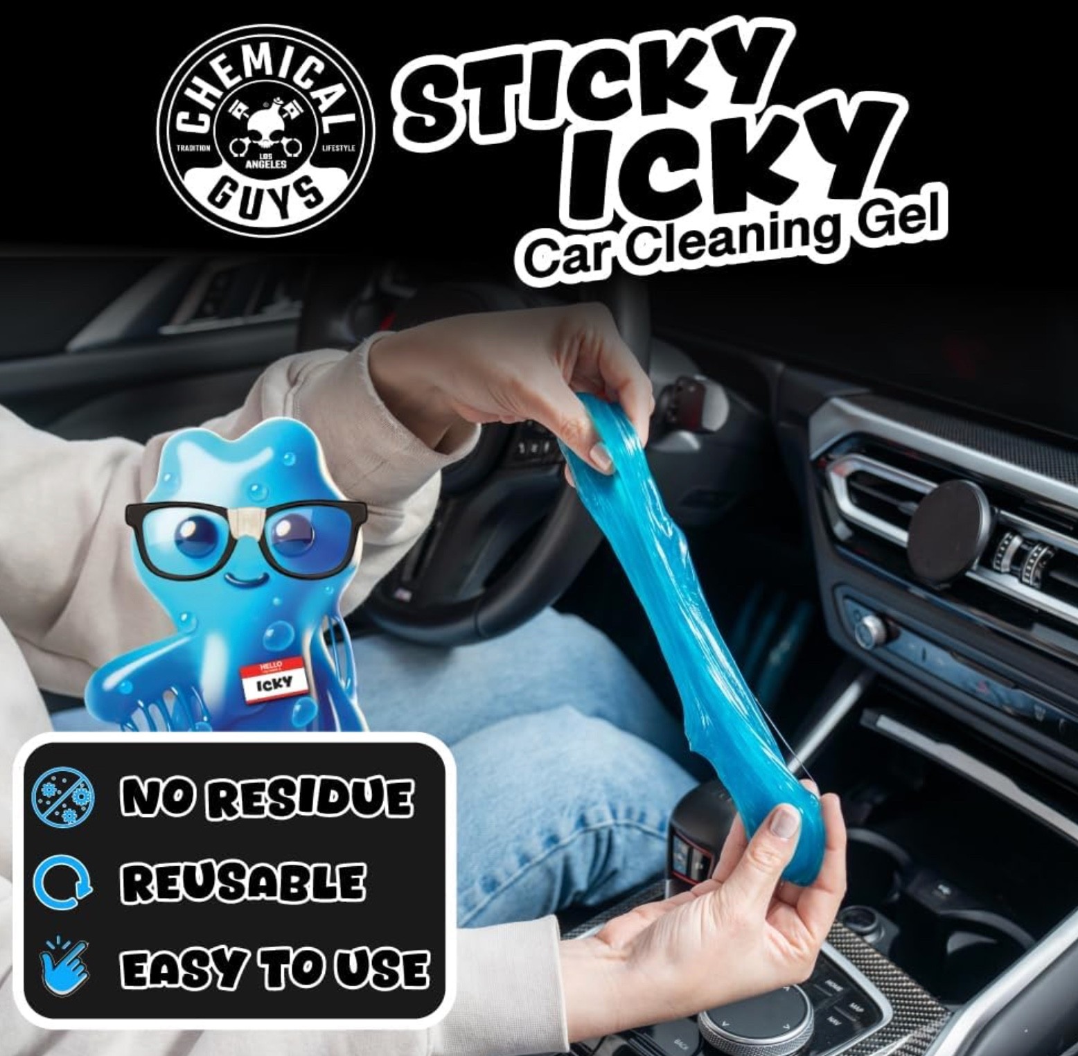 Sticky Icky Car Cleaning Gel, Green Apple scent