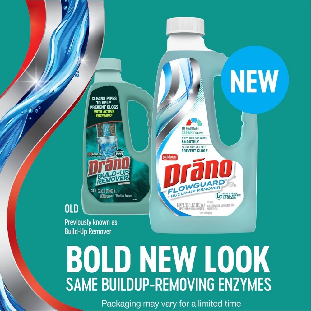 NEW-Drano FlowGuard Enzymatic Build-Up Remover and Drain Cleaner – 30oz​