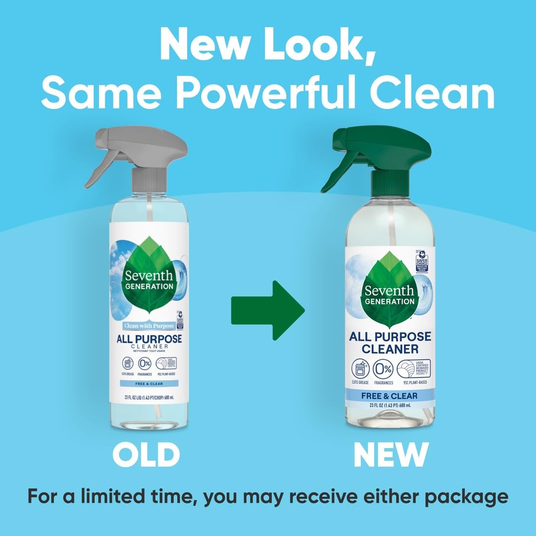 Seventh Generation All Purpose Cleaner, Free and Clear, 23 oz, Pack of 4, Pla…