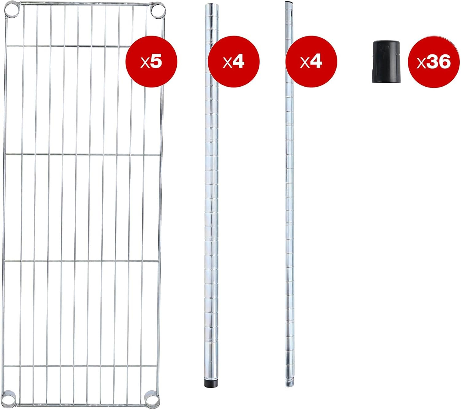ALE Residential Wire Shelving, Four-Shelf, 36W X 14D X 54H, Silver