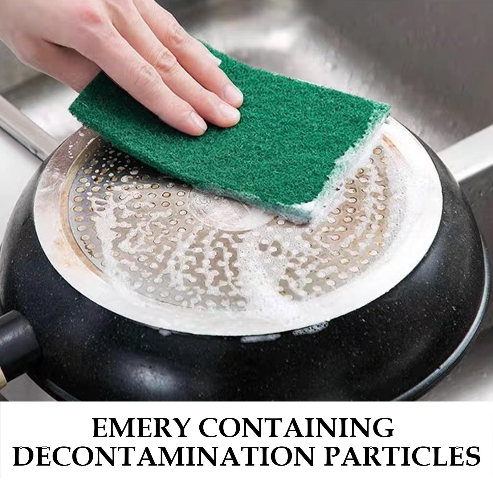 Heavy Duty Scour Pads Sponge Dish Scrubber Green Reusable Household Scrub Pad…