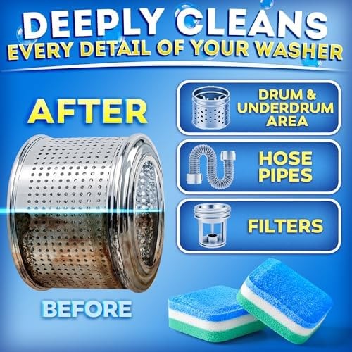 Washing Machine Cleaner Tablets for Pet Owners Pro – Front & Top Load HE Wash…