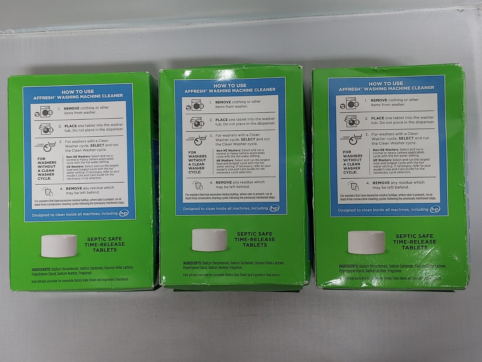 3 Boxes Affresh Washing Machine Cleaner W10501250 Value Pack – 18 Tablets