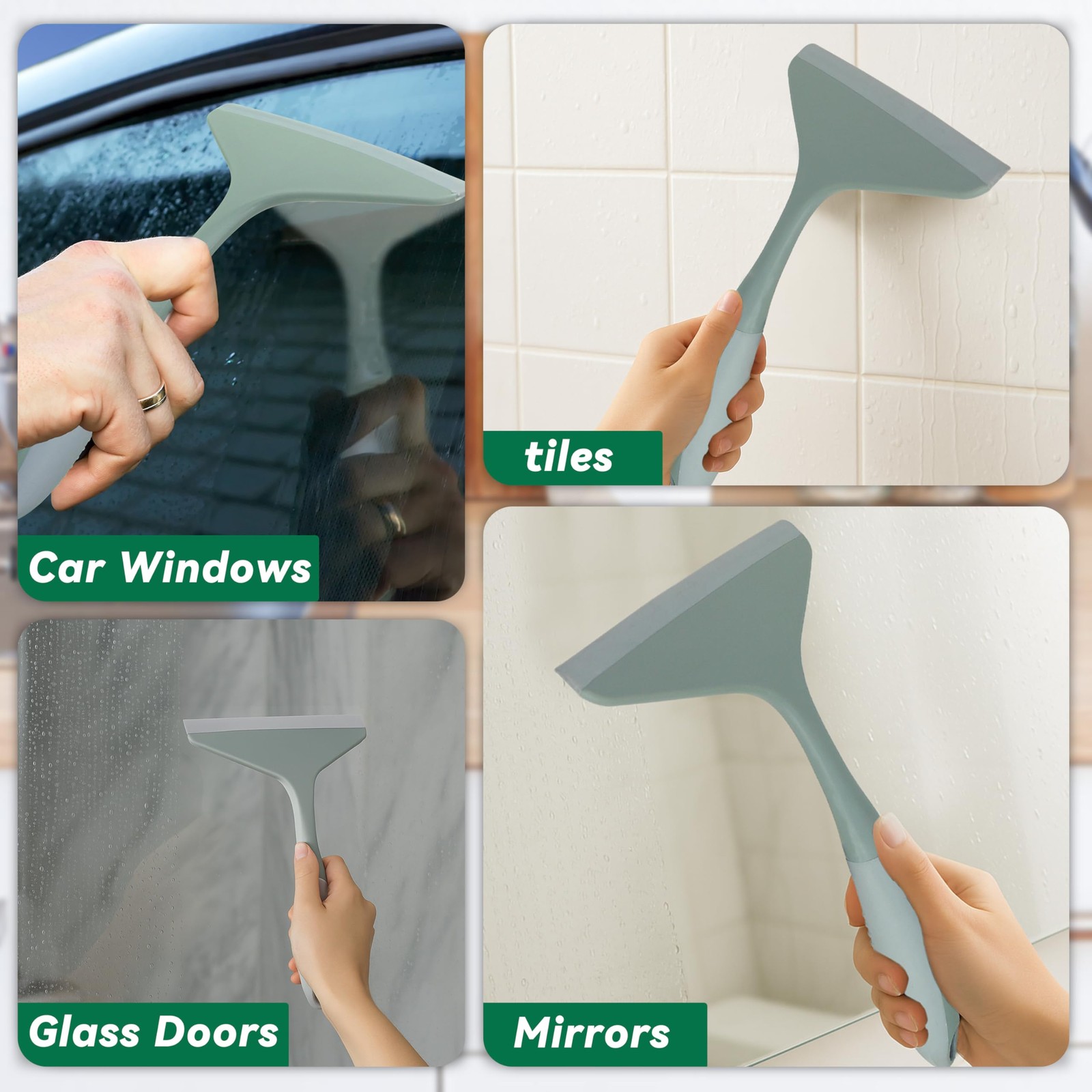 “2Pack Shower Squeegee 7.8″” TPR Blade for Glass Doors & Windows”