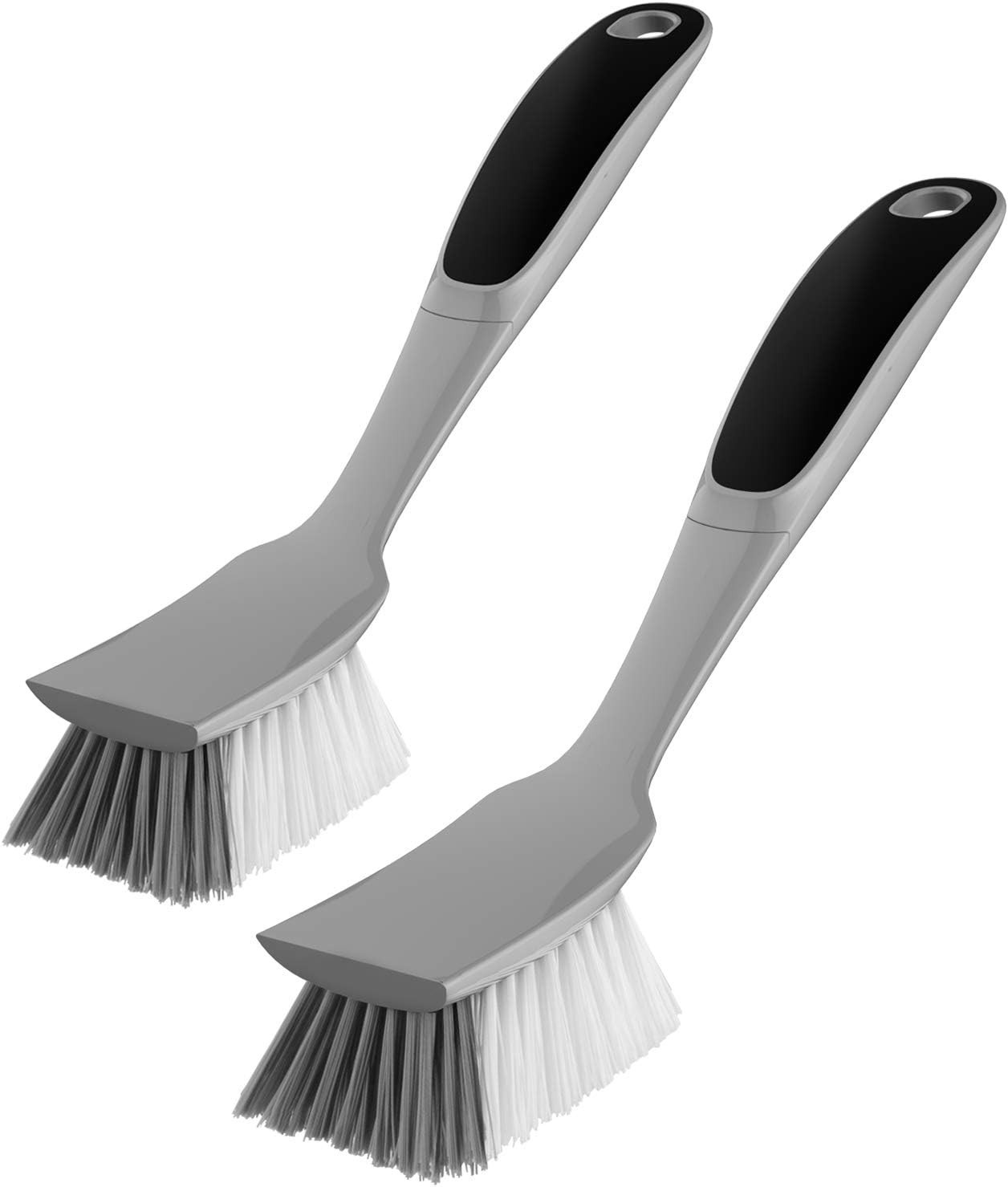 Dish Brush with Non Slip Handle Built-in Scraper, Scrub Brush for Dish, Pans,…