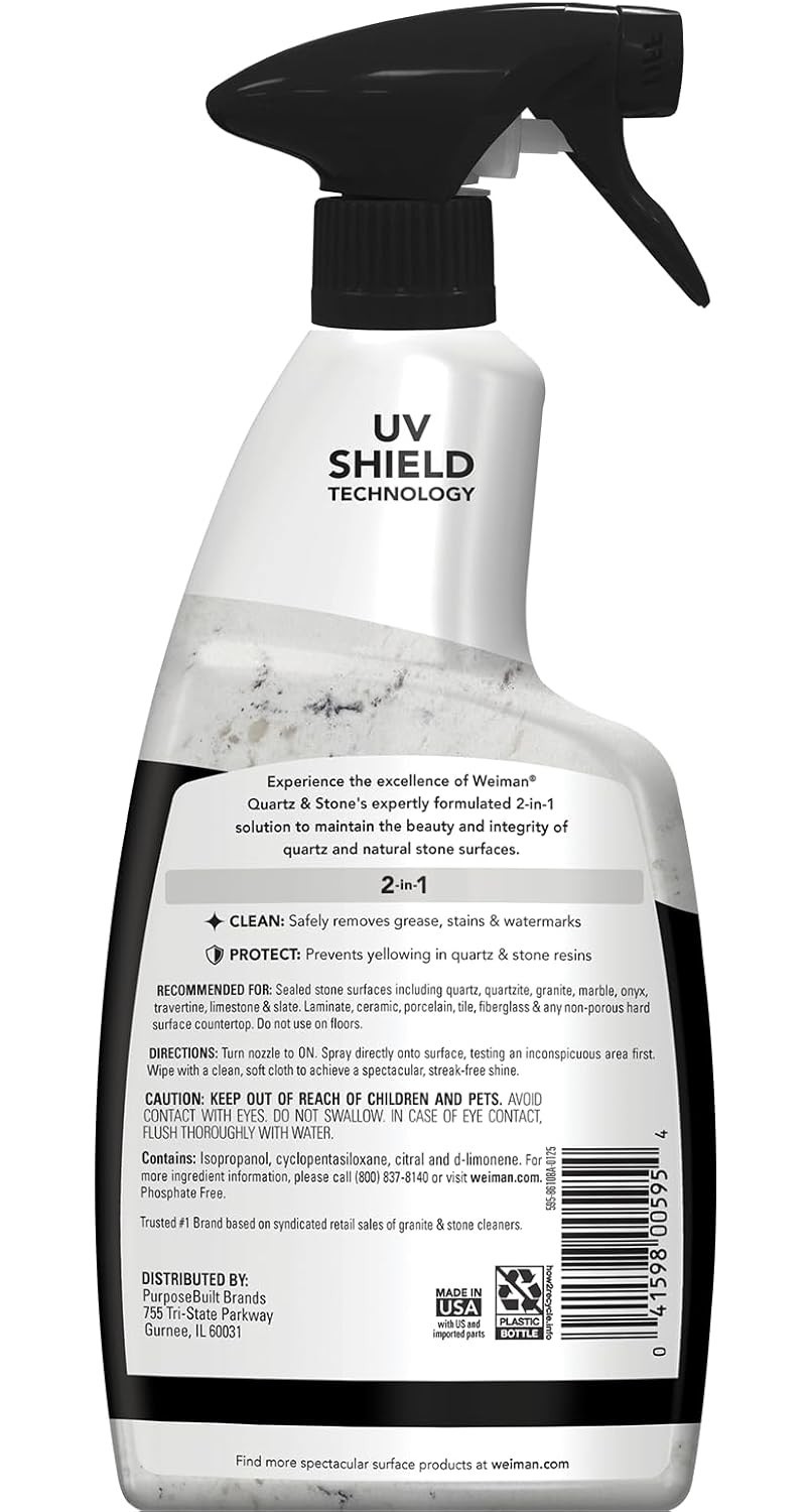 Citrus Quartz Countertop Cleaner – 24oz Anti-Streak Polish with Microfiber Cloth