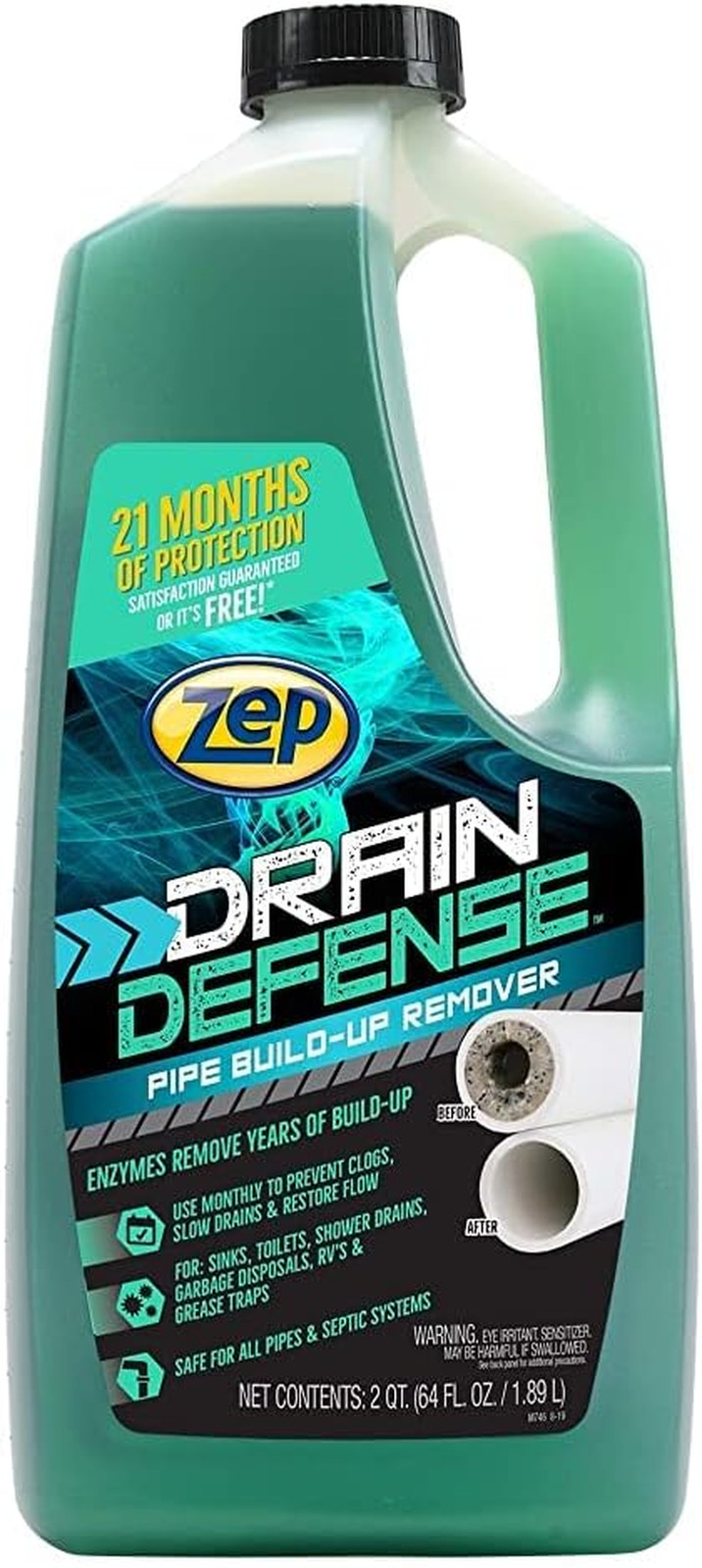 Drain Defense Pipe Build-Up Remover – 64 Ounces – ZLDC648 – Professional Strengt