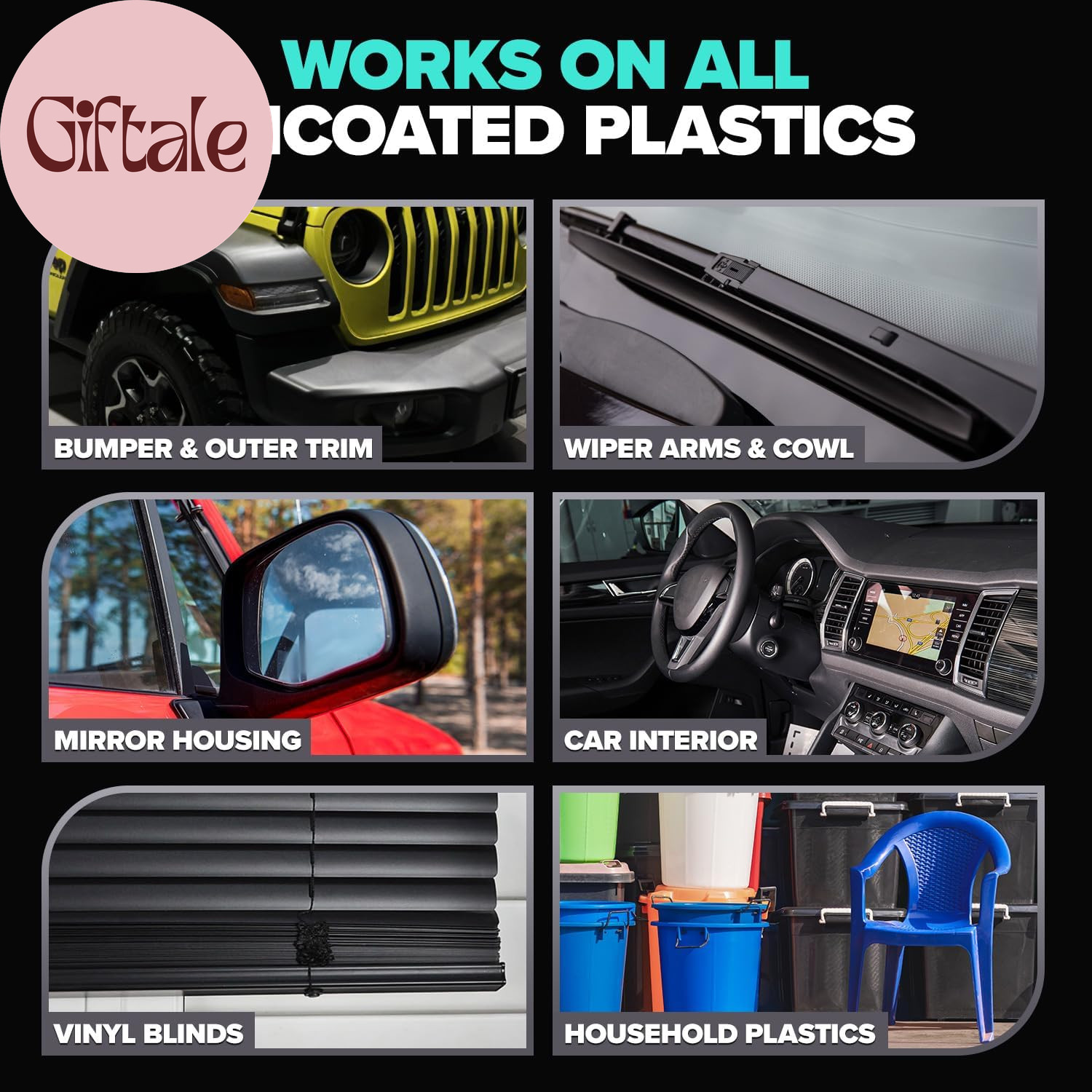 Plastic Restorer for Cars – Refreshes Faded Plastic, Vinyl & Rubber Trim with Po