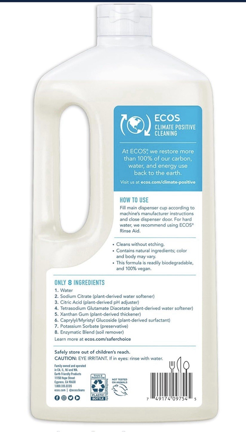 Ecos Dishwasher Liquid Detergent (2 Pack)