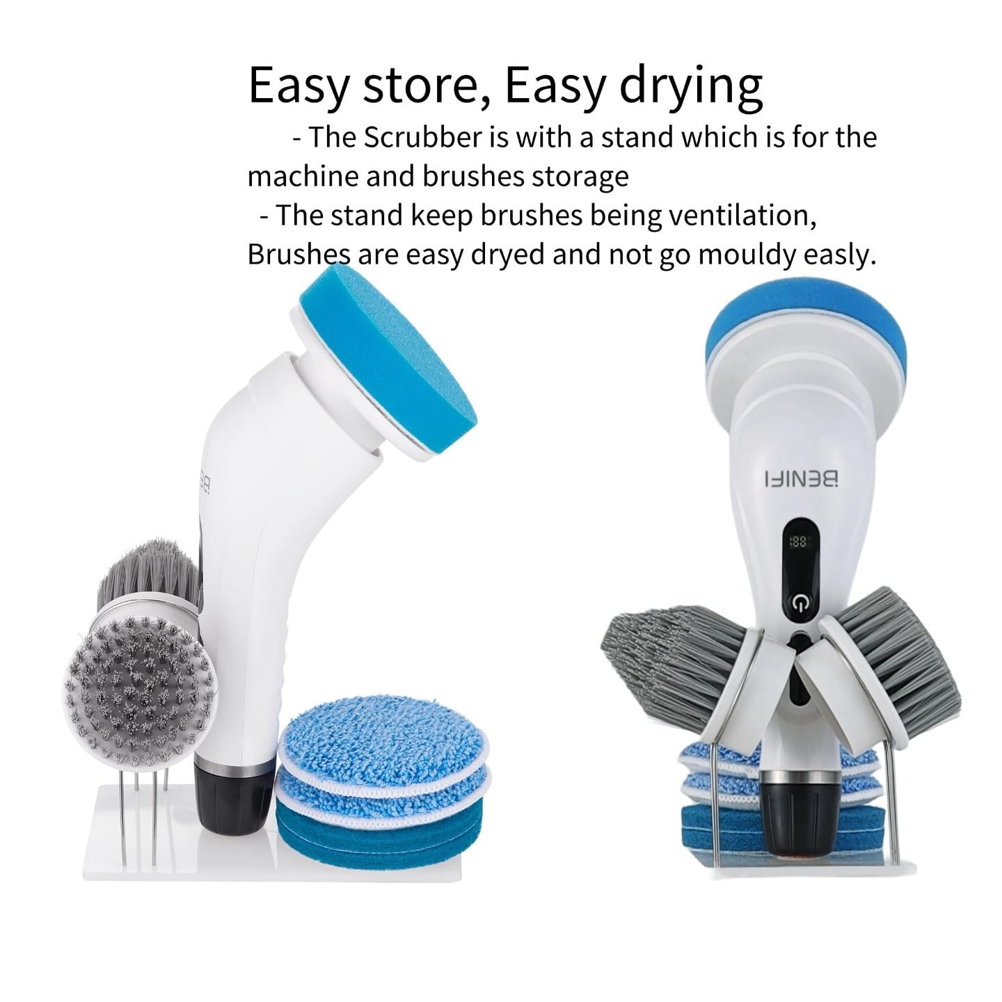 Electric Spin Scrubber Full-Body IPX7 Waterproof Cordless Bathroom Cleaning B…
